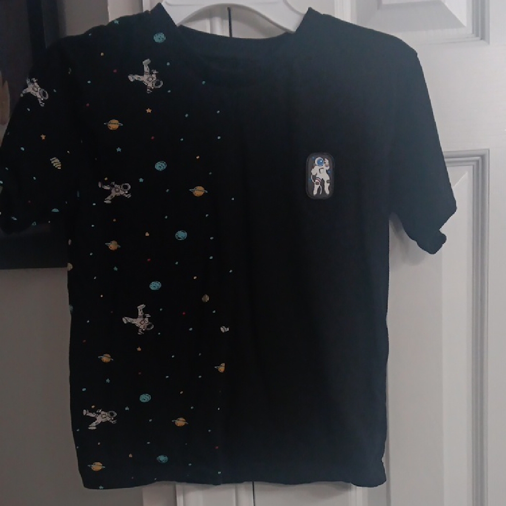 Eighty Eight Black Short Sleeve Tee with Asymmetrical Design